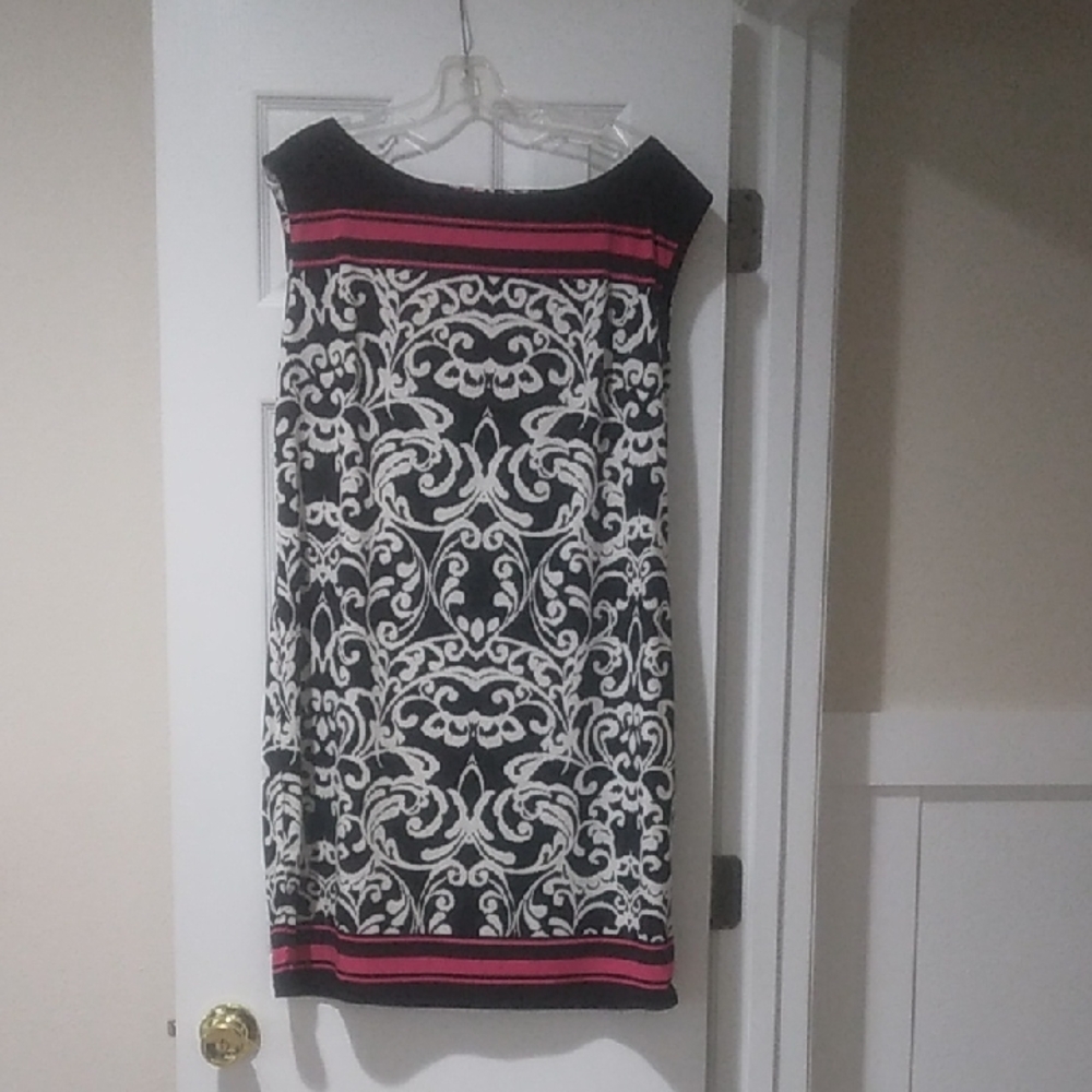 Jessica Howard Black and White Sheath Dress Sleeveless Bateau